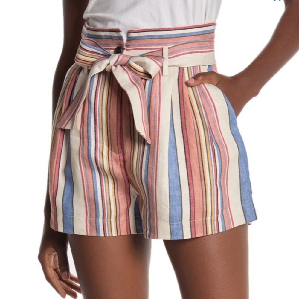 Frame Tie Up Linen Shorts Birkin Multi SZ 8 EUC